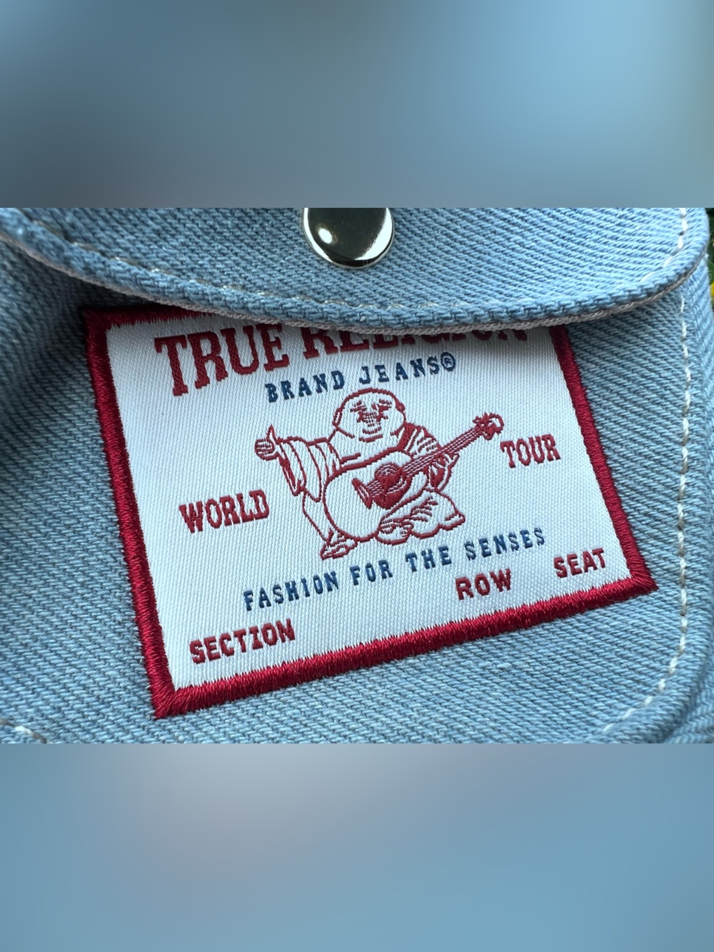 NWT True Religion Multipatch Light blue denim satchel bag with buckle detail - Picture 12 of 13